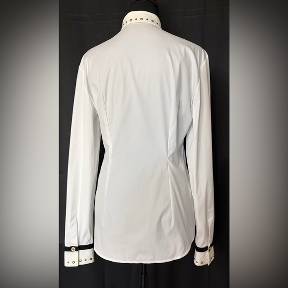 Versace White Button Down Shirt  Black & Gold Stud Accents Size M EU 44 NEW COA - Picture 4 of 17